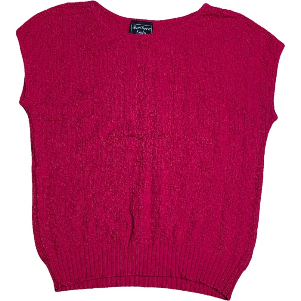 Vintage Southern‎ Lady Knit Vest Sweater Women's Size S Red Cotton